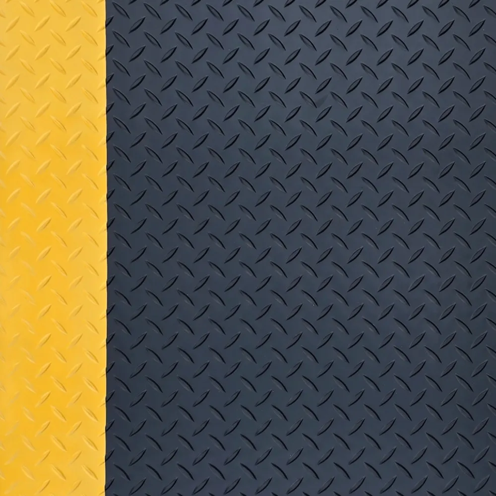 Alfombrilla antifatiga ErgoSoft Strong de Steinbock®, patrón de diamante, 2 capas, L x A 600 x 1000 mm, negro/amarillo