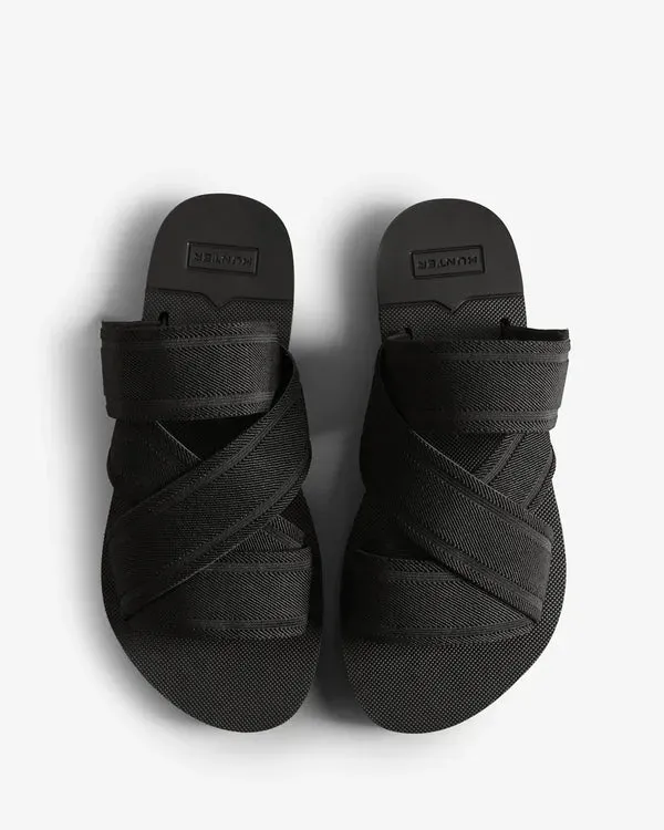 ALTA CALIDAD CHANCLAS HUNTER ELASTIC CROSSOVER LOGO MUJER NEGRAS | 410SBRIFU – CHANCLAS
