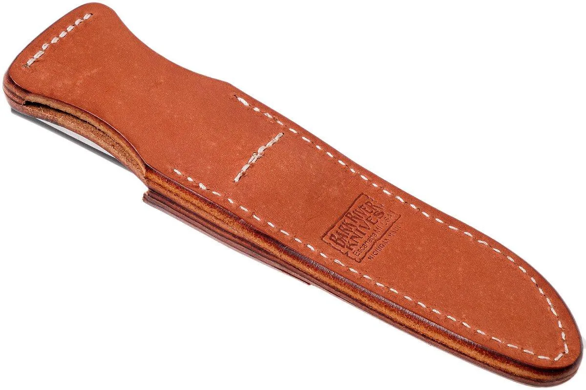 Bark River Gunny Scandi CPM 3V, Black Canvas micarta, funda marrón