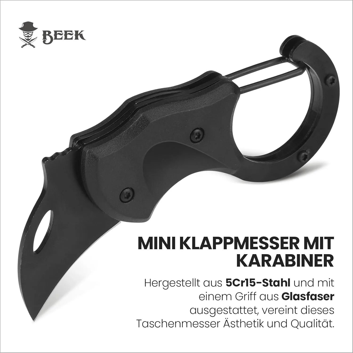 BEEK Llavero Cuchillo Negro  Cuchillo Plegable Pequeño  Regalos para Hombres  Cuchillo EDC Plegable  Mini Cuchillo de Bolsillo  
