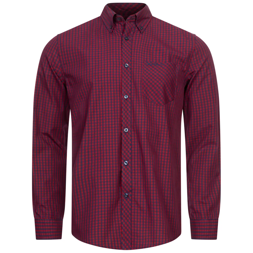 BEN SHERMAN SIGNATURE HOMBRE CAMISA DE MANGA LARGA 0076262ROJO OSCURO