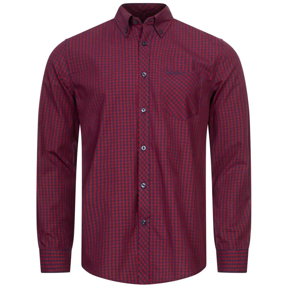 BEN SHERMAN SIGNATURE HOMBRE CAMISA DE MANGA LARGA 0076262ROJO OSCURO
