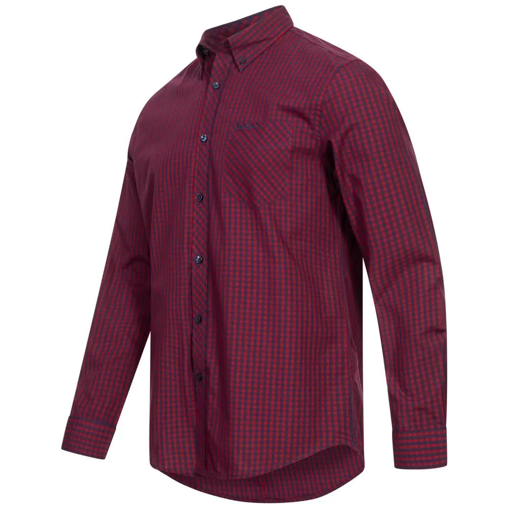 BEN SHERMAN SIGNATURE HOMBRE CAMISA DE MANGA LARGA 0076262ROJO OSCURO