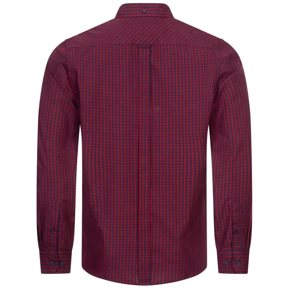 BEN SHERMAN SIGNATURE HOMBRE CAMISA DE MANGA LARGA 0076262ROJO OSCURO