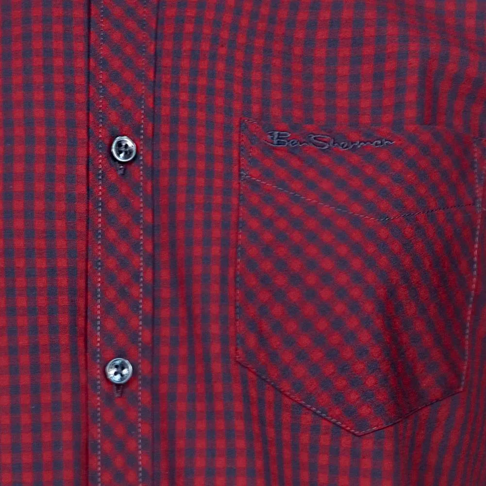 BEN SHERMAN SIGNATURE HOMBRE CAMISA DE MANGA LARGA 0076262ROJO OSCURO
