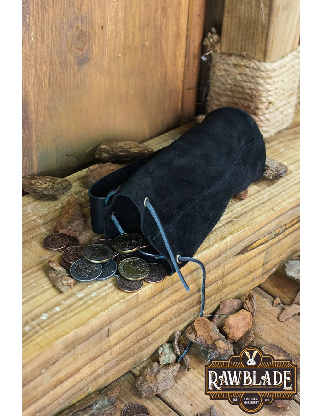 BOLSA DE TUBO ADVENTURER EN PIEL DE GAMUZA  NEGRO