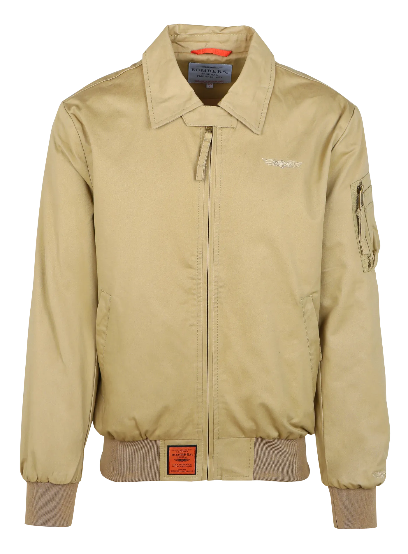 BOMBERS ORIGINAL HUMMING  CHAQUETA CON CREMALLERA DE ALGODóN Y BORDES DE CANALé EN BEIGE
