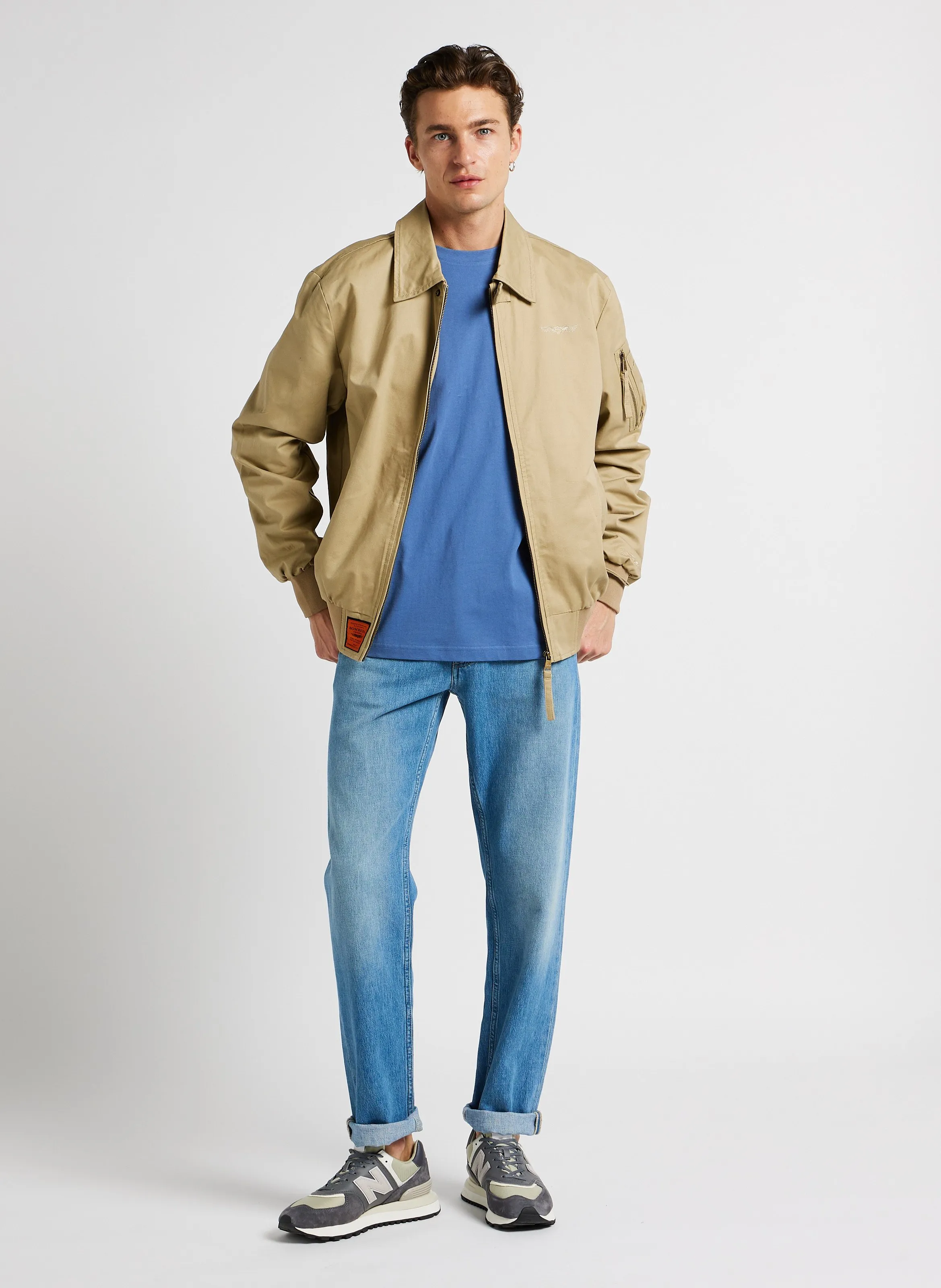 BOMBERS ORIGINAL HUMMING  CHAQUETA CON CREMALLERA DE ALGODóN Y BORDES DE CANALé EN BEIGE