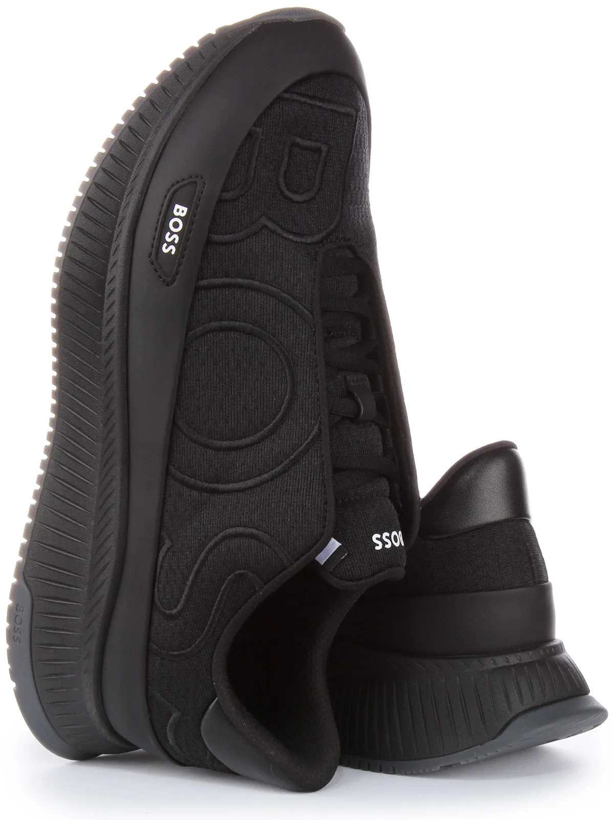 Boss HFNE Zapatillas Inteligentes de Textil para Hombres con Cordones de Neopreno, en Negro