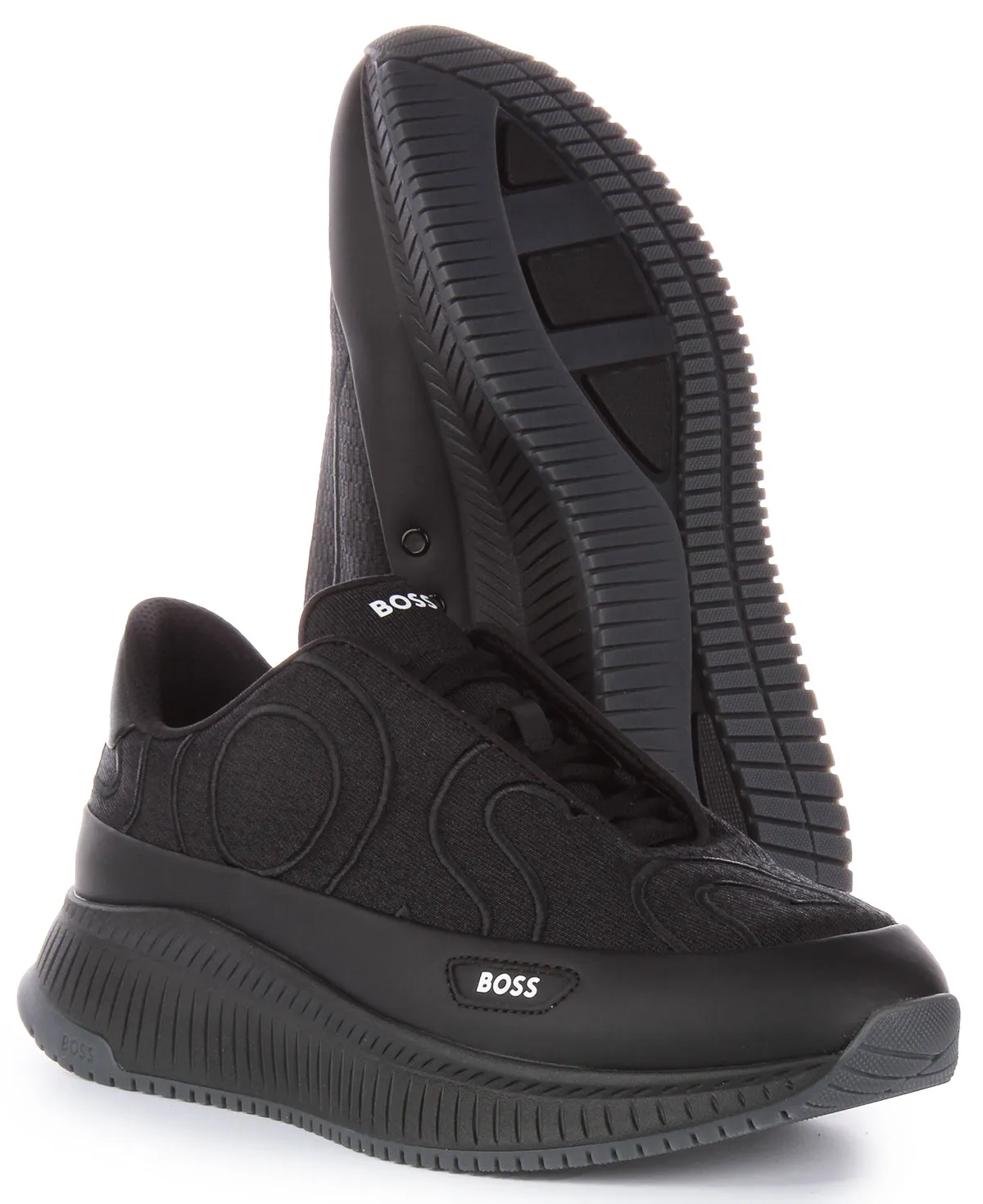 Boss HFNE Zapatillas Inteligentes de Textil para Hombres con Cordones de Neopreno, en Negro