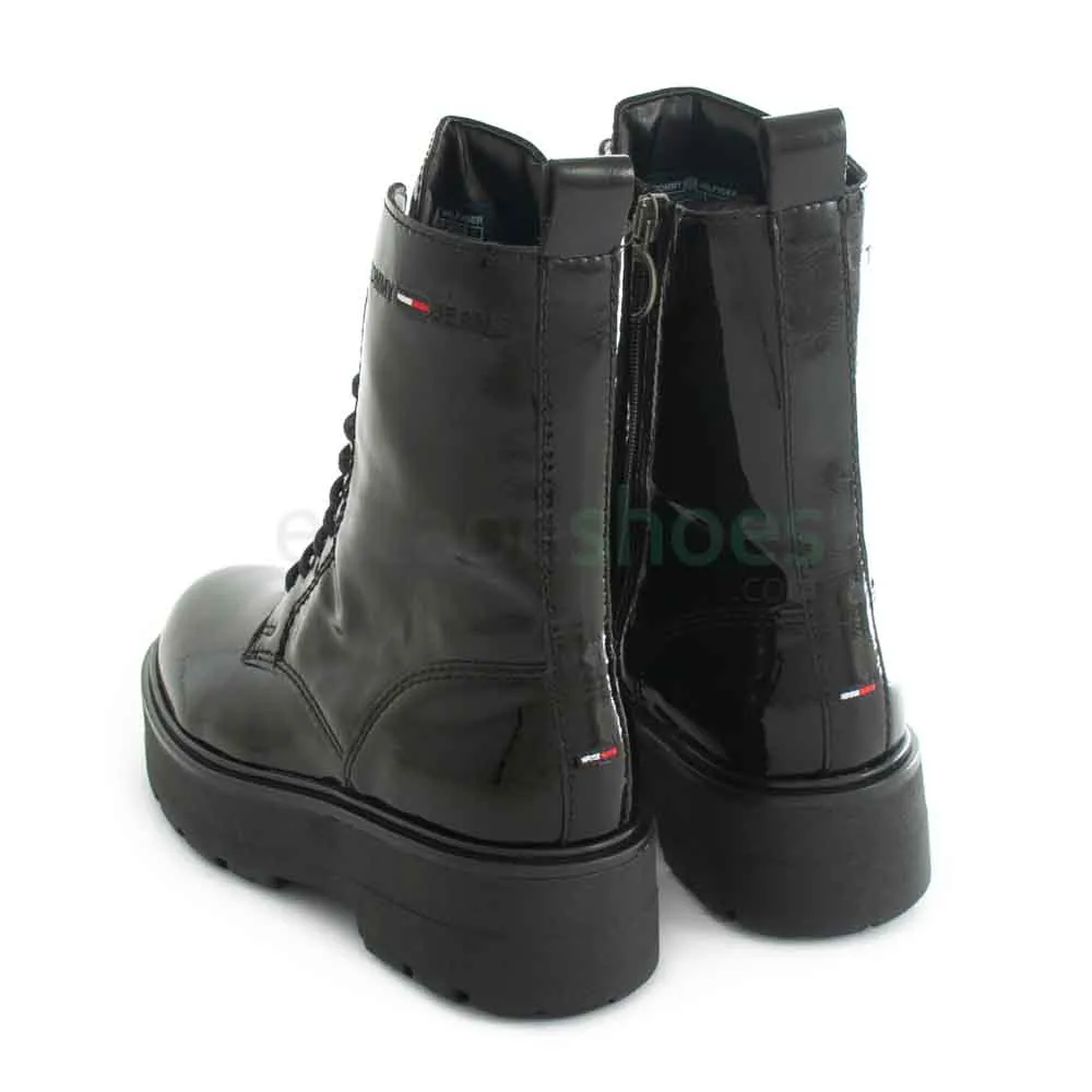 Botas TOMMY HILFIGER Patent Lace Up Flat Boot Black