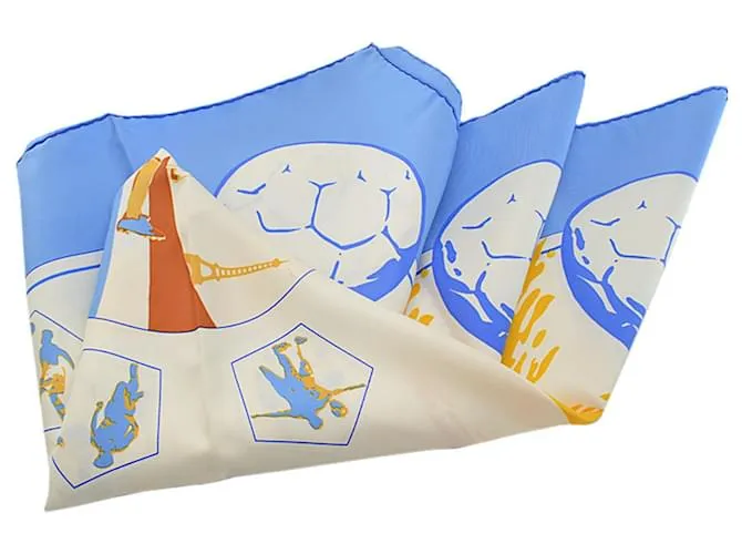Bufanda Hermès Carré 90 ¡Viva los campeones! Blanco Azul Multicolor 