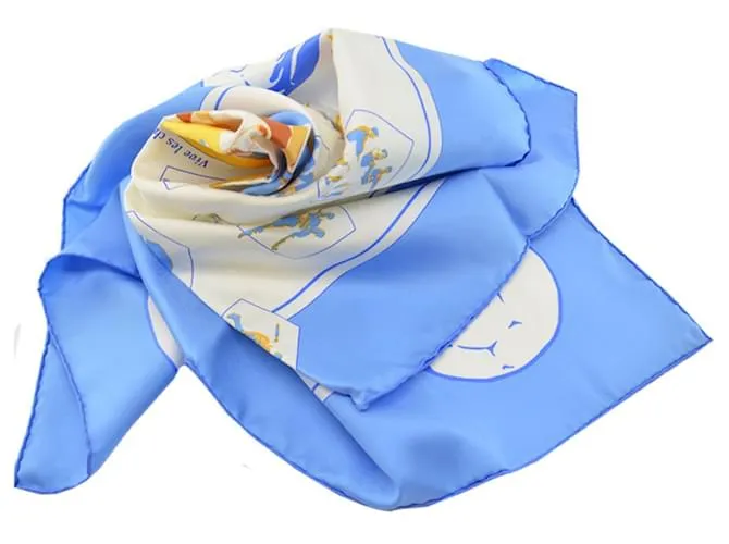 Bufanda Hermès Carré 90 ¡Viva los campeones! Blanco Azul Multicolor 