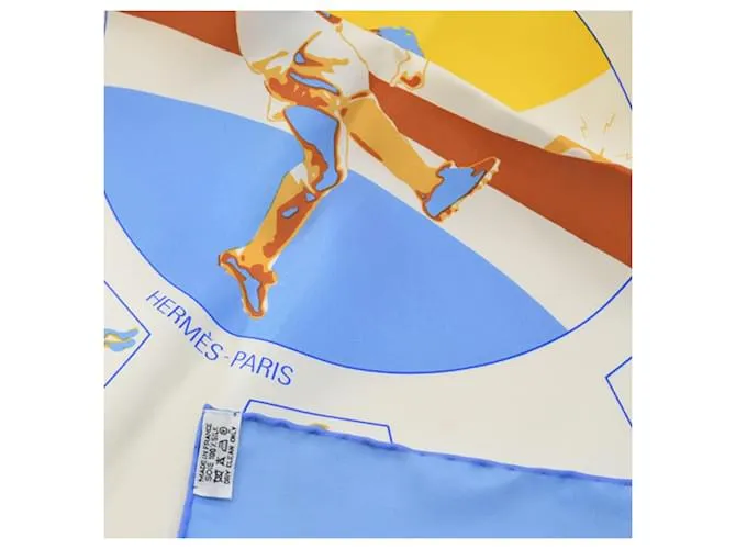 Bufanda Hermès Carré 90 ¡Viva los campeones! Blanco Azul Multicolor 