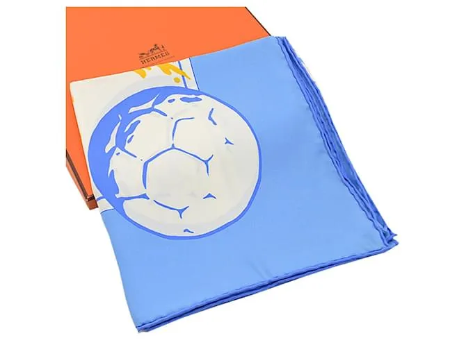 Bufanda Hermès Carré 90 ¡Viva los campeones! Blanco Azul Multicolor 