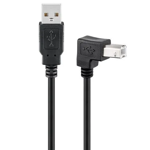 Cable USB 2.0 Para Impresora Tipo B Macho Acodado 90 1 M Negro