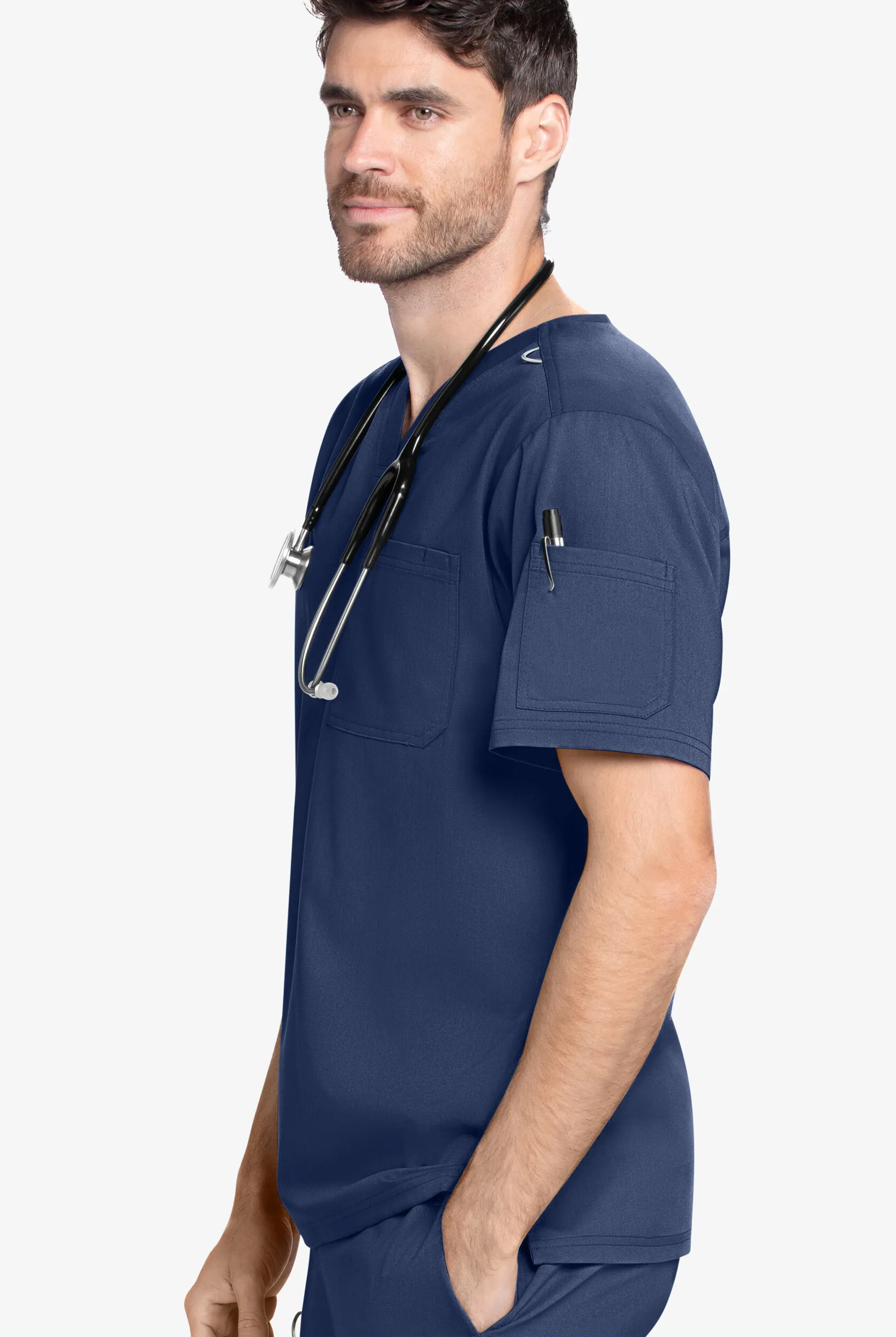 Camisa médica Grey's Anatomy Classic con cuello en V entrecruzado y 1 bolsillo para hombre