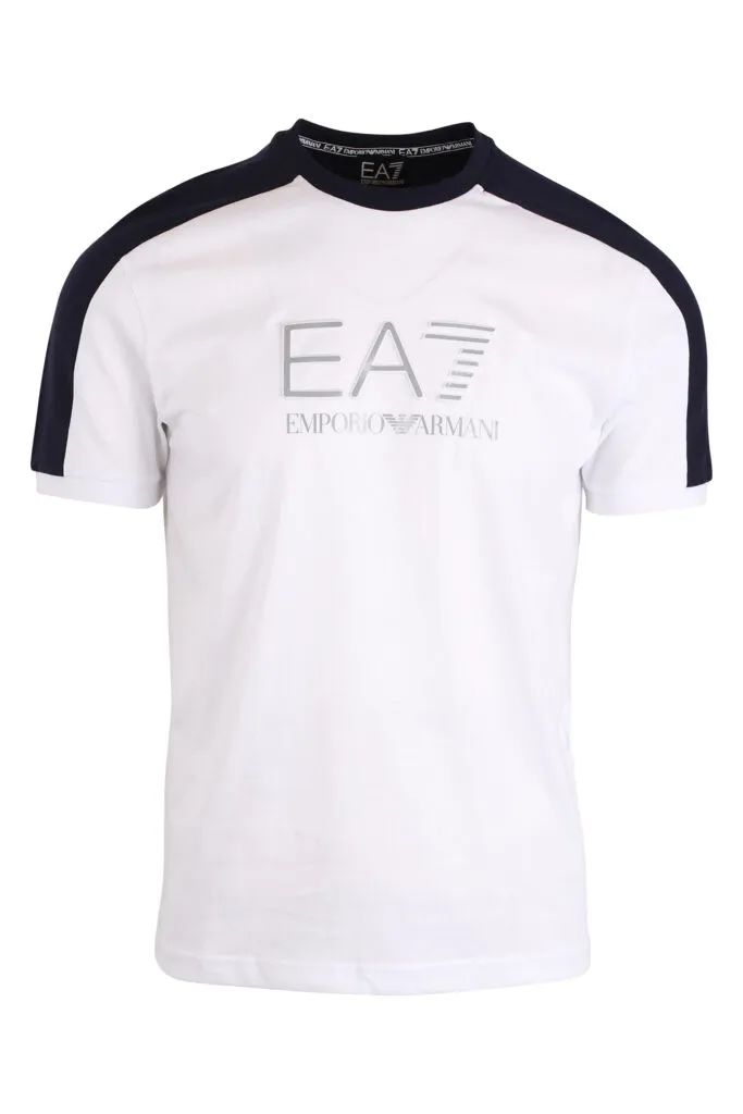 Camiseta blanca bicolor y maxilogo 