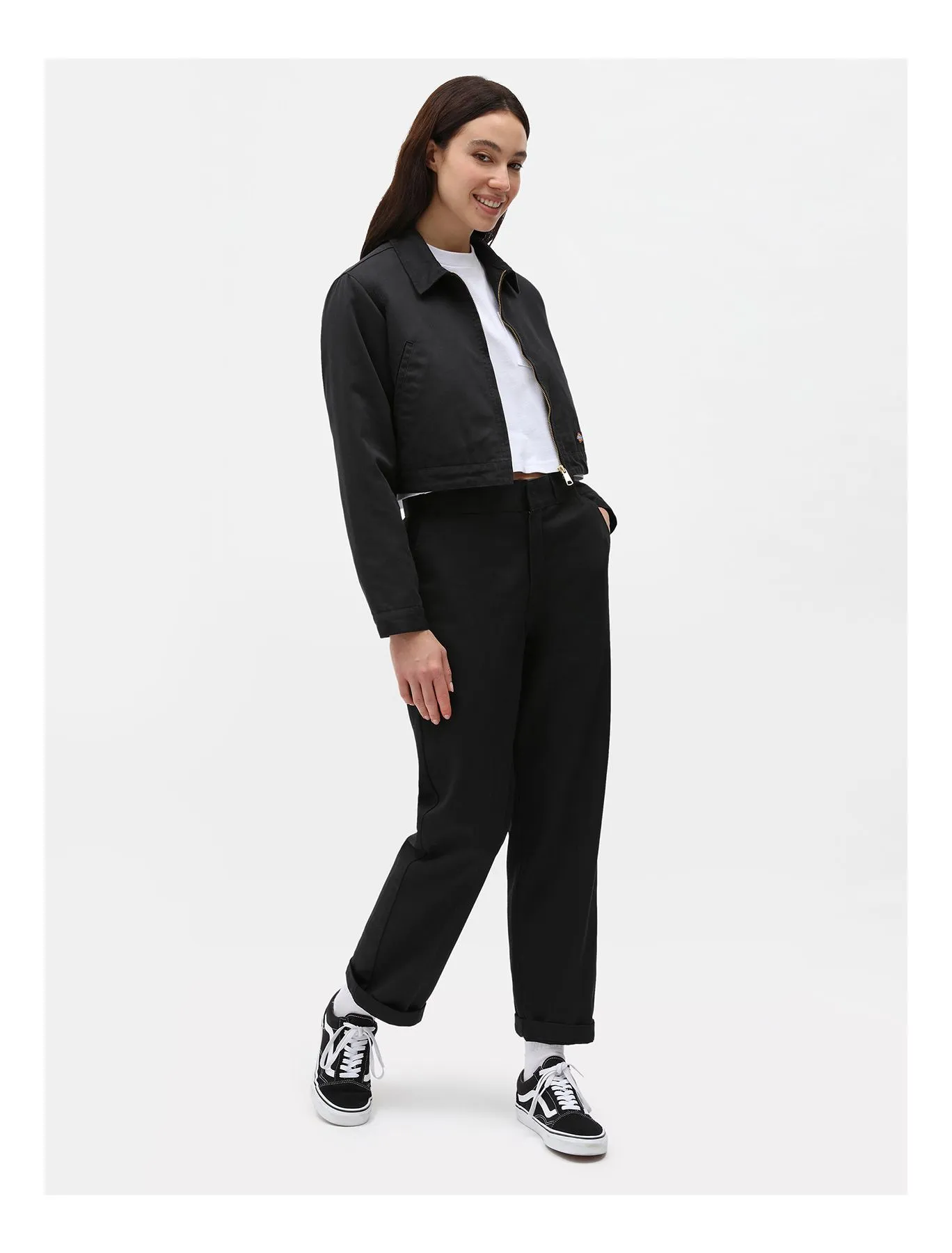 Camiseta corta top DICKIES mujer manga corta básica Portedale crop W WHX WHITE Ref. DK0A4XDEWHX Blanca