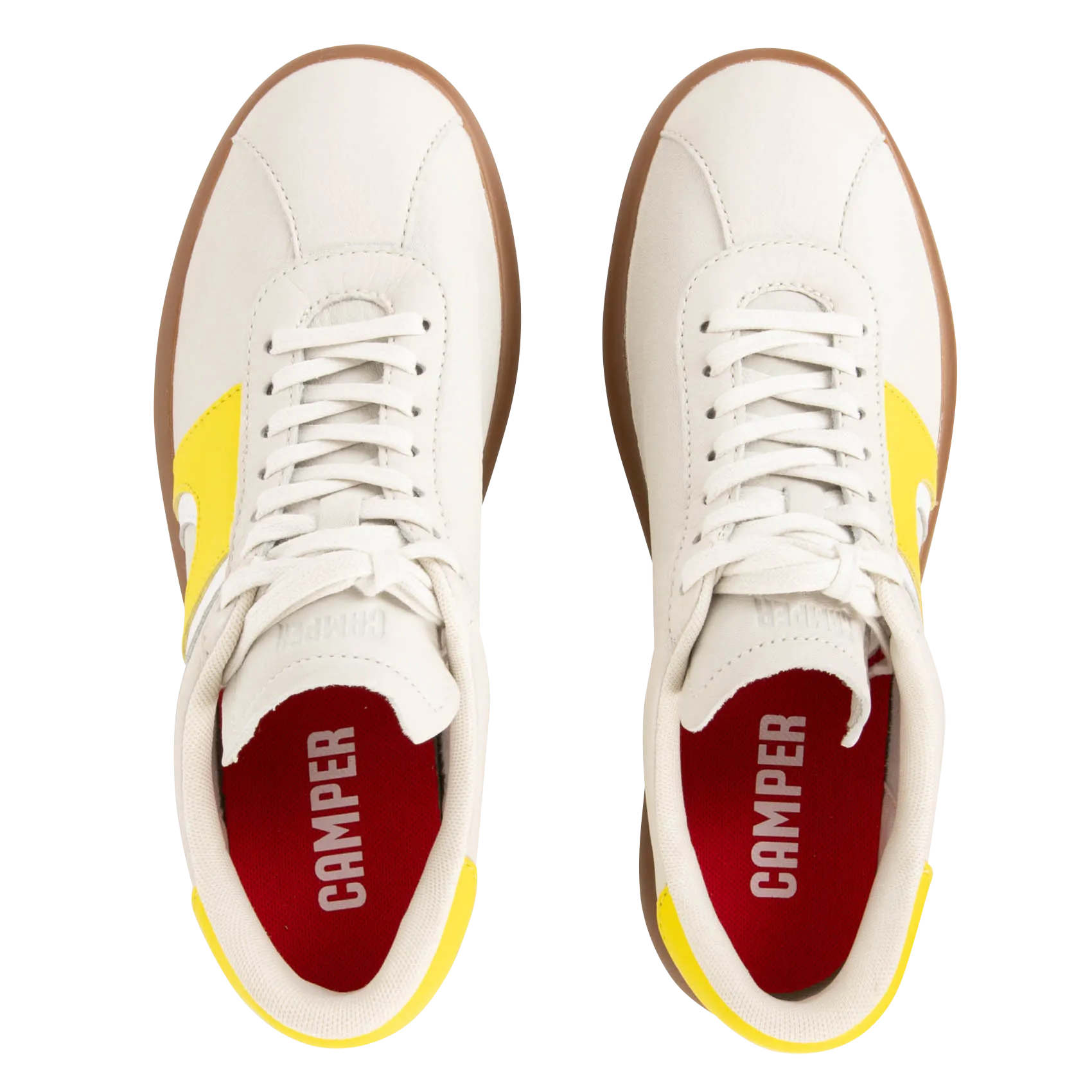 CAMPER PELOTAS  ZAPATILLAS BAJAS DE CUERO ATERCIOPELADO EN BLANCO