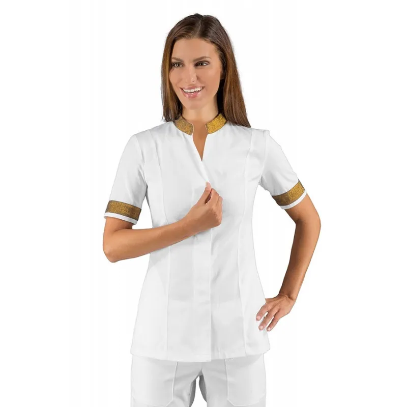 CASACA HIBISCUS POLIéSTER BOHEME BLANCA Y DORADO ISACCO  OUTLET TALLA M