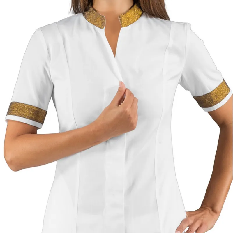 CASACA HIBISCUS POLIéSTER BOHEME BLANCA Y DORADO ISACCO  OUTLET TALLA M
