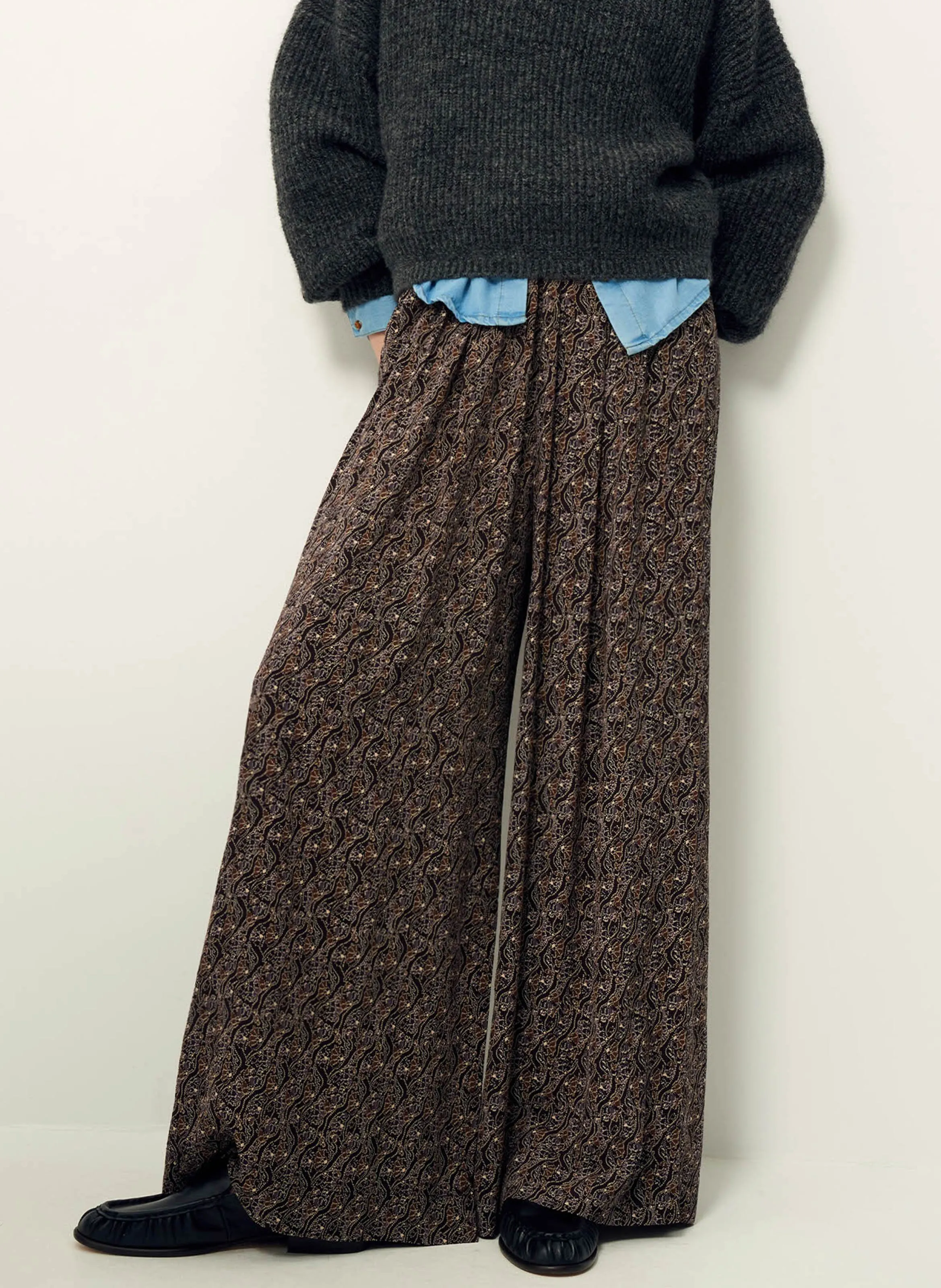 CHAGALL  PANTALóN ANCHO ESTAMPADO EN NEGRO