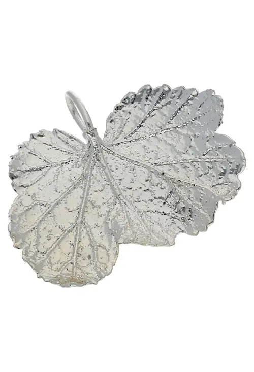 COLGANTE HOJA NATURAL DE PARRA BAñADA EN PLATA 270_PARRA44