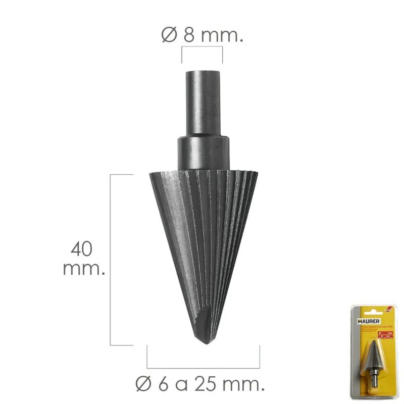 FRESA CONICA HSS Ø 625 MM. PARA TALADRO / FRESADORA
