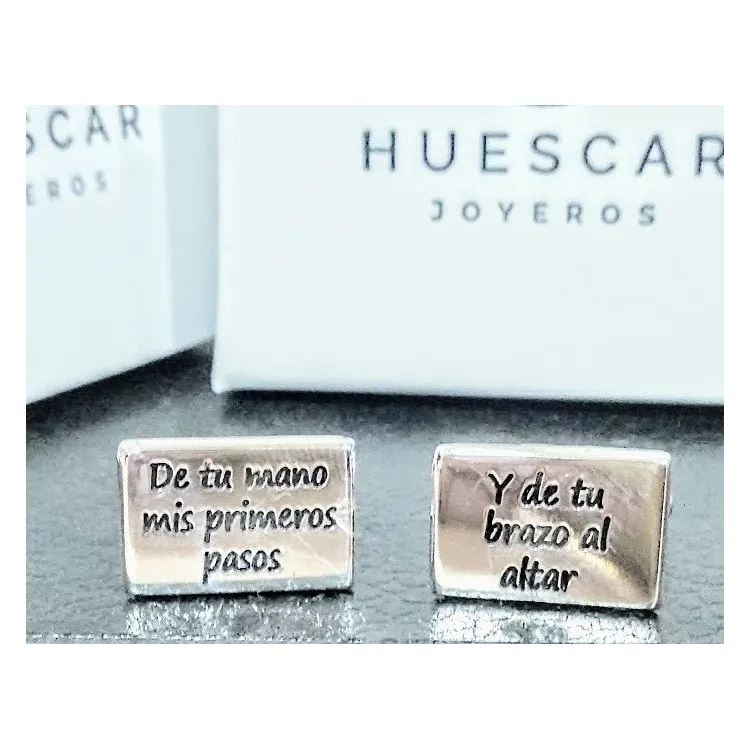 Gemelos de plata Rectangulares personalizables