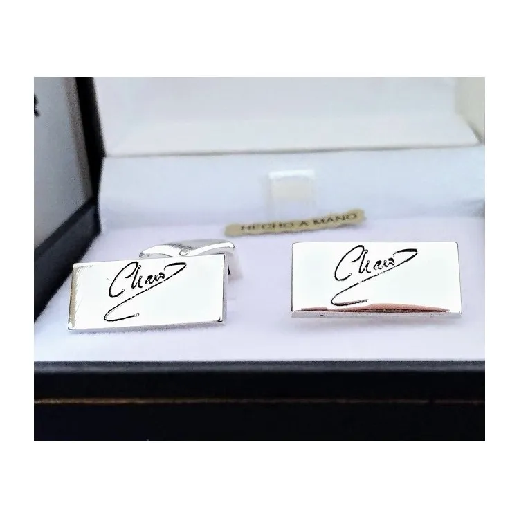 Gemelos de plata Rectangulares personalizables
