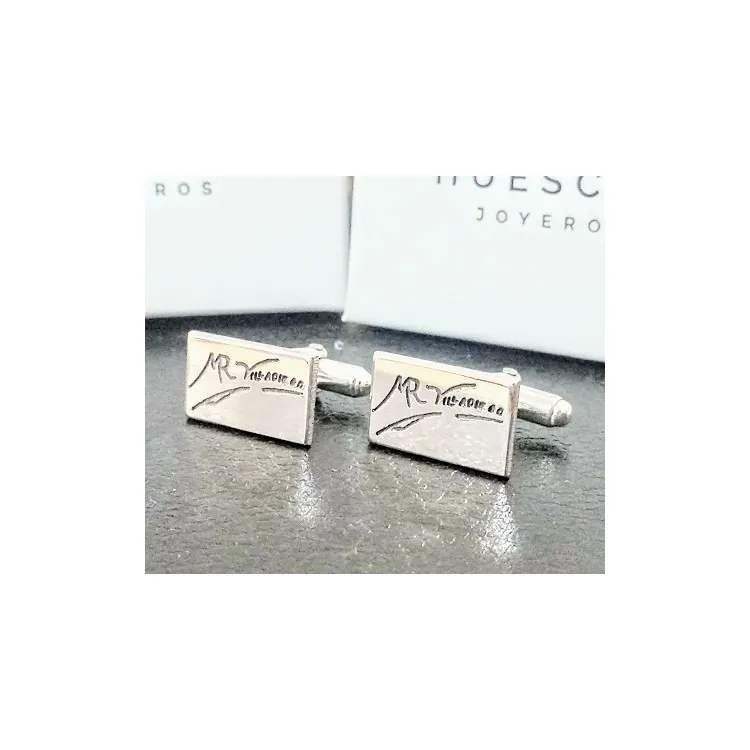 Gemelos de plata Rectangulares personalizables