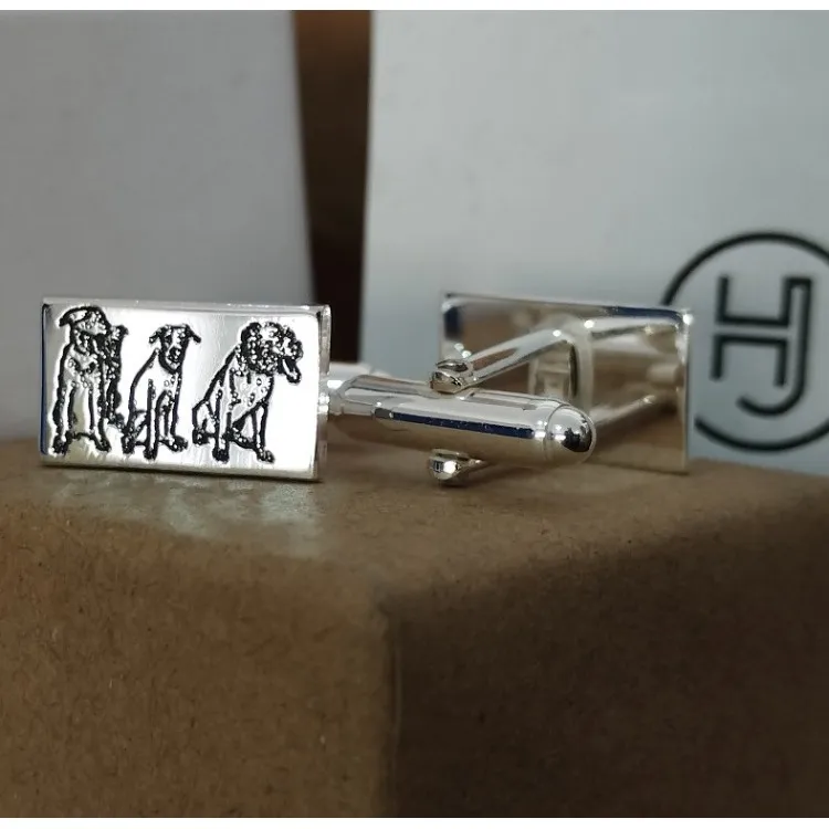 Gemelos de plata Rectangulares personalizables