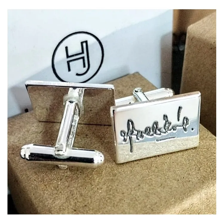 Gemelos de plata Rectangulares personalizables