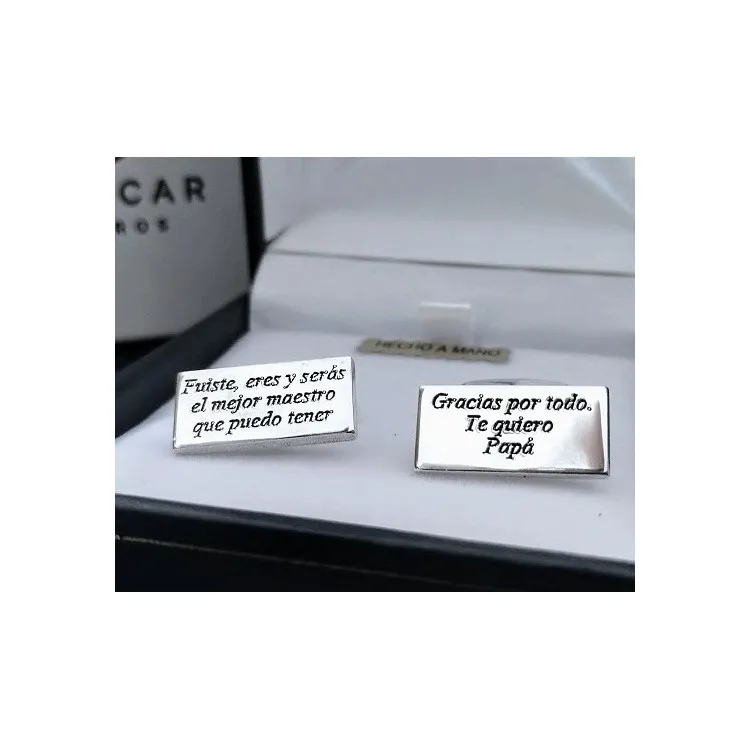 Gemelos de plata Rectangulares personalizables