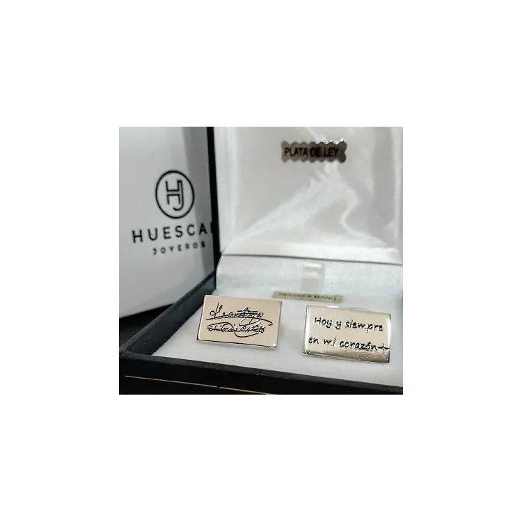 Gemelos de plata Rectangulares personalizables