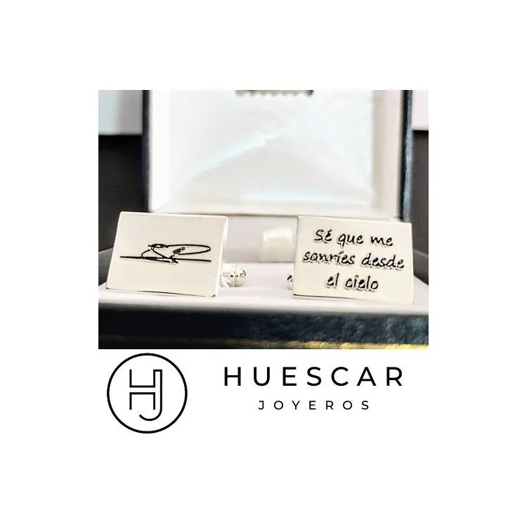 Gemelos de plata Rectangulares personalizables