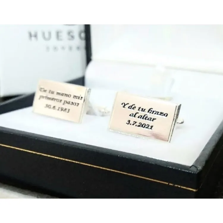 Gemelos de plata Rectangulares personalizables