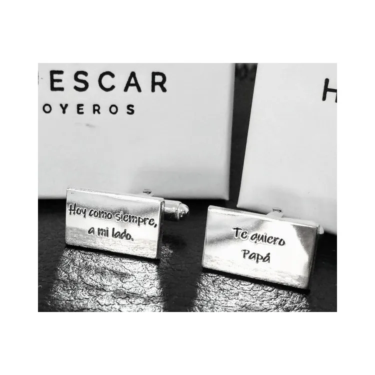 Gemelos de plata Rectangulares personalizables