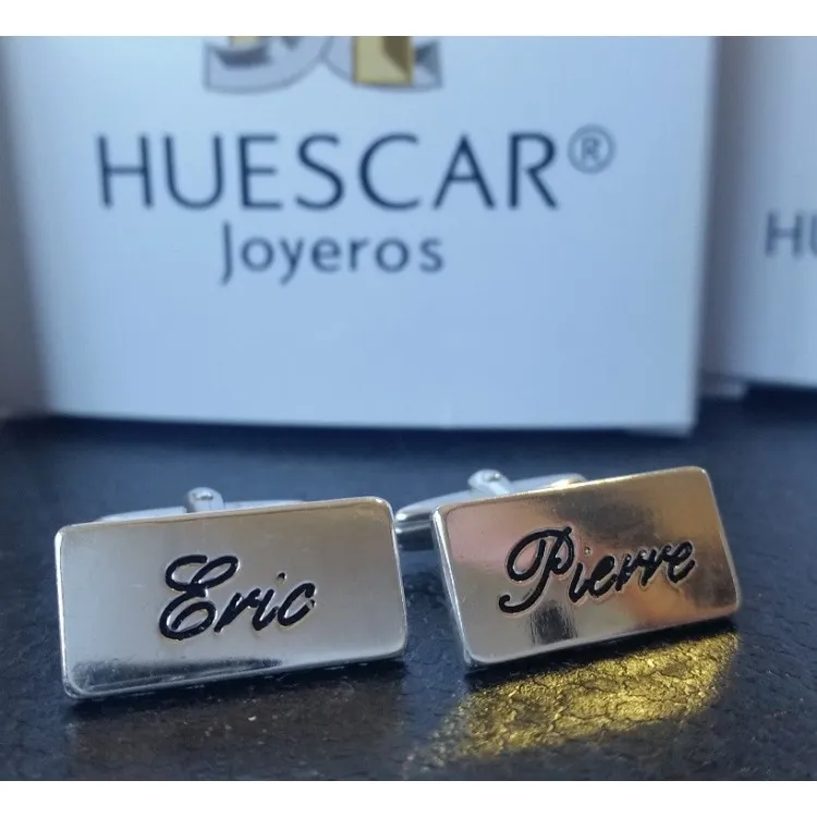 Gemelos de plata Rectangulares personalizables