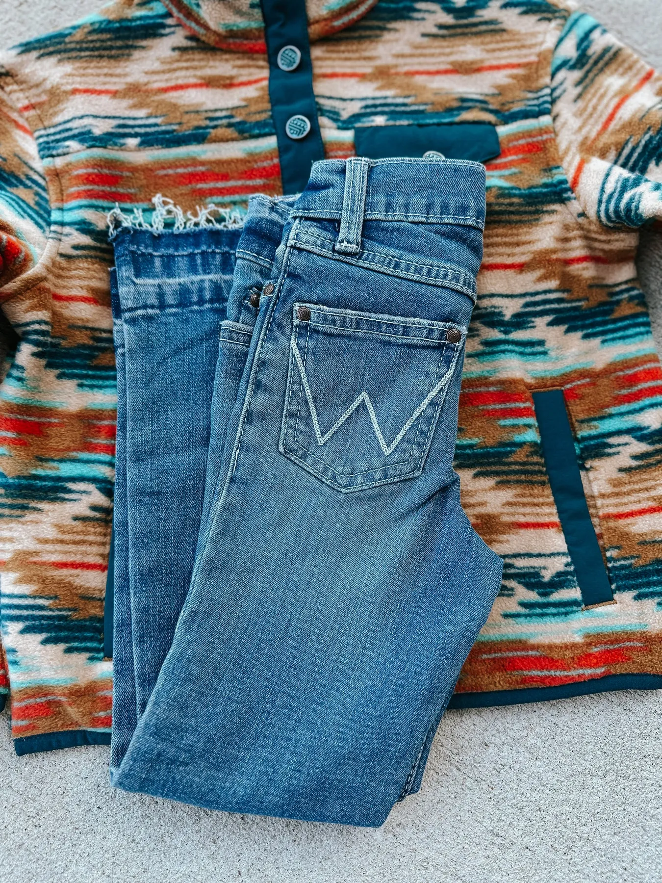 GIRL'S WRANGLER RAW HEM BOOTCUT JEAN IN ROSIE