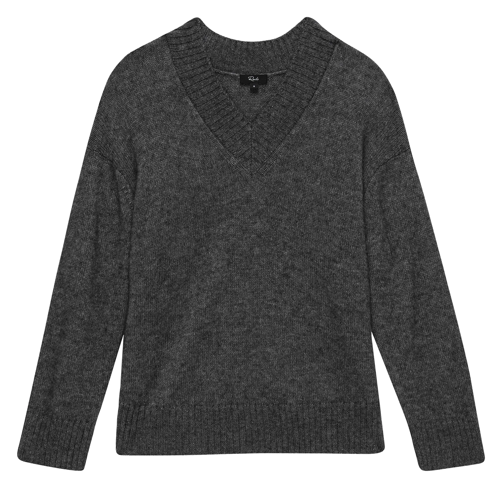 GISELLA  JERSEY DE CACHEMIRA Y SEDA CON CUELLO EN V EN GRIS