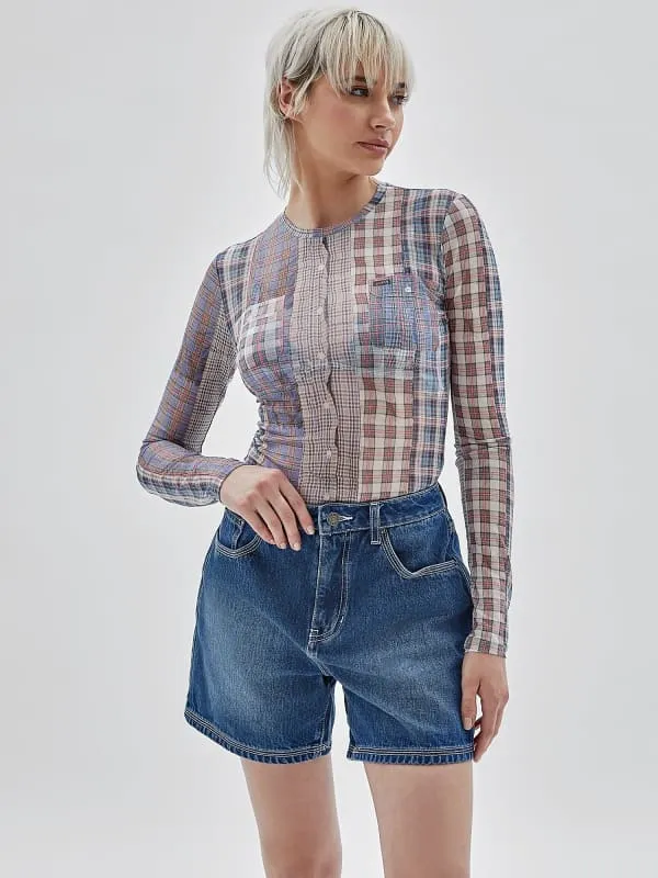 GUESS Originals Printed Mesh Top