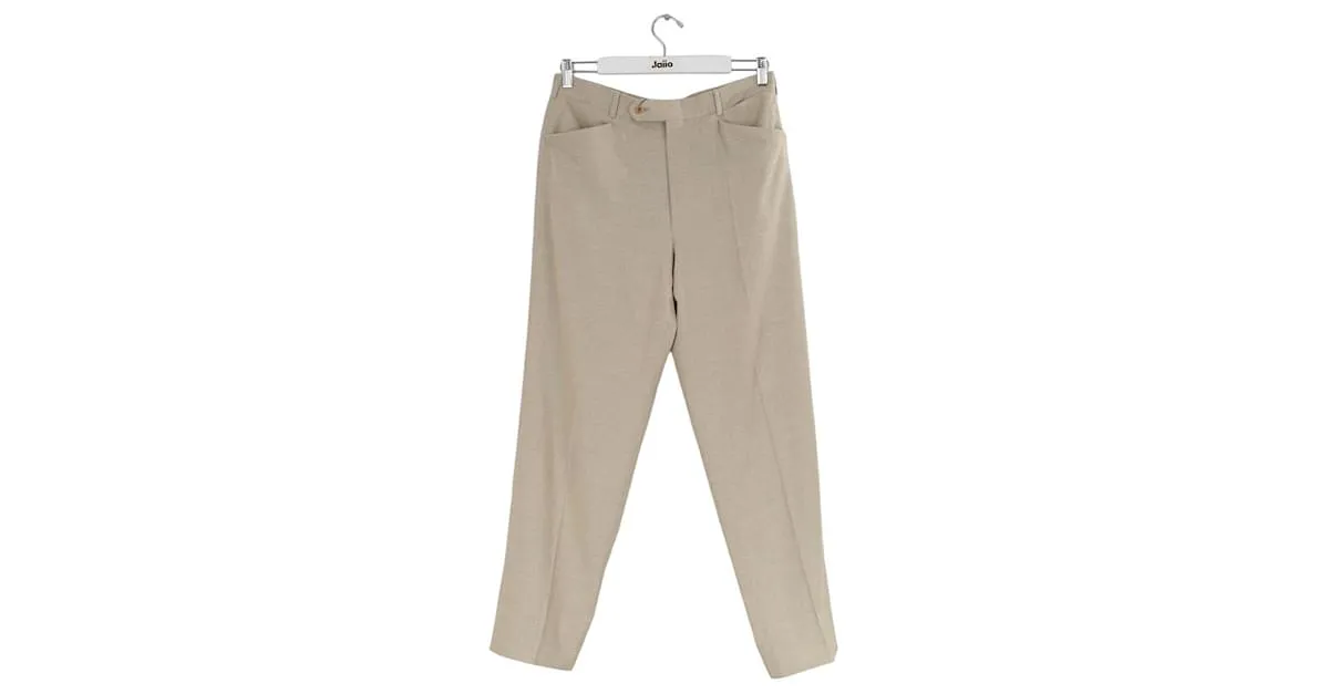 Hermès Pantalones anchos de lana Beige 