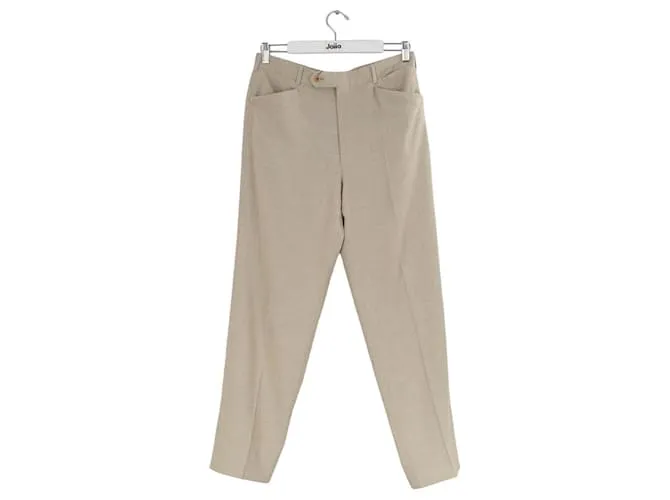 Hermès Pantalones anchos de lana Beige 