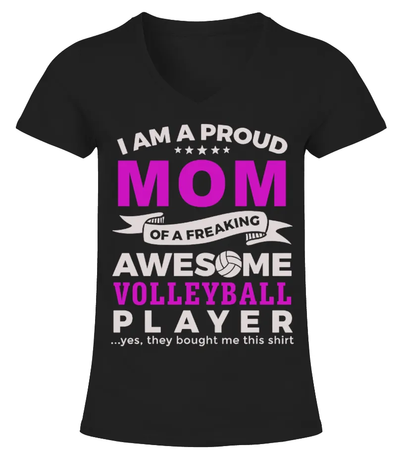 I'am a proud volleyball mom Camiseta cuello pico Mujer