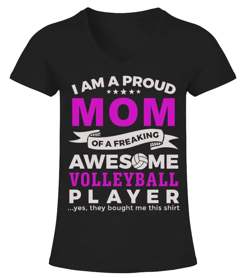 I'am a proud volleyball mom Camiseta cuello pico Mujer