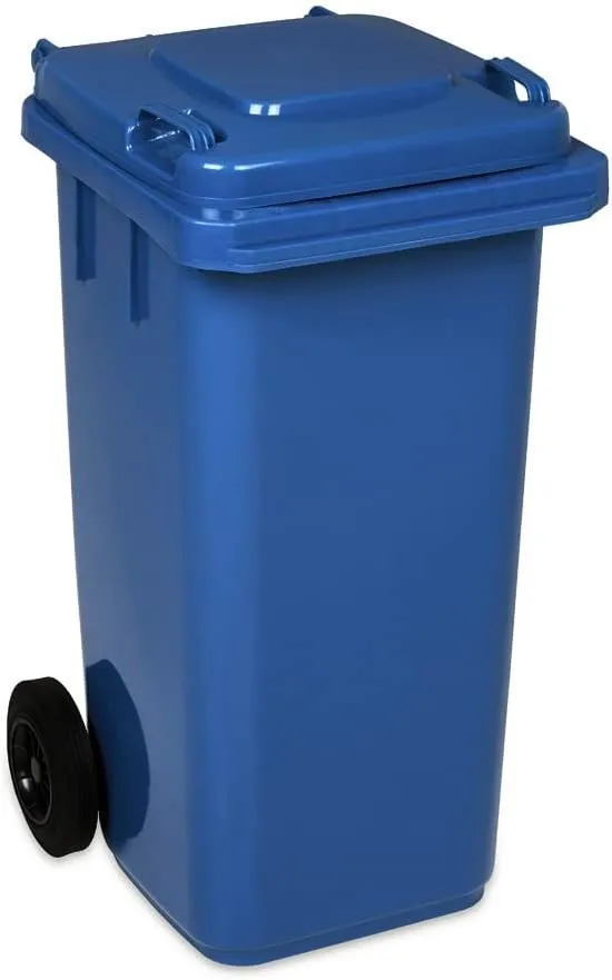 Jestic Cubo de Basura 120L con Ruedas de Goma Silenciosas para Recogida Diferenciada  Reciclaje Interior/Exterior EN840 (Azul  1