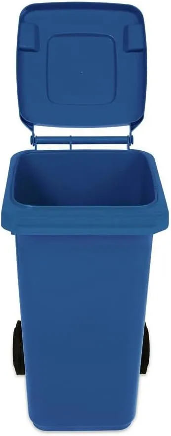 Jestic Cubo de Basura 120L con Ruedas de Goma Silenciosas para Recogida Diferenciada  Reciclaje Interior/Exterior EN840 (Azul  1