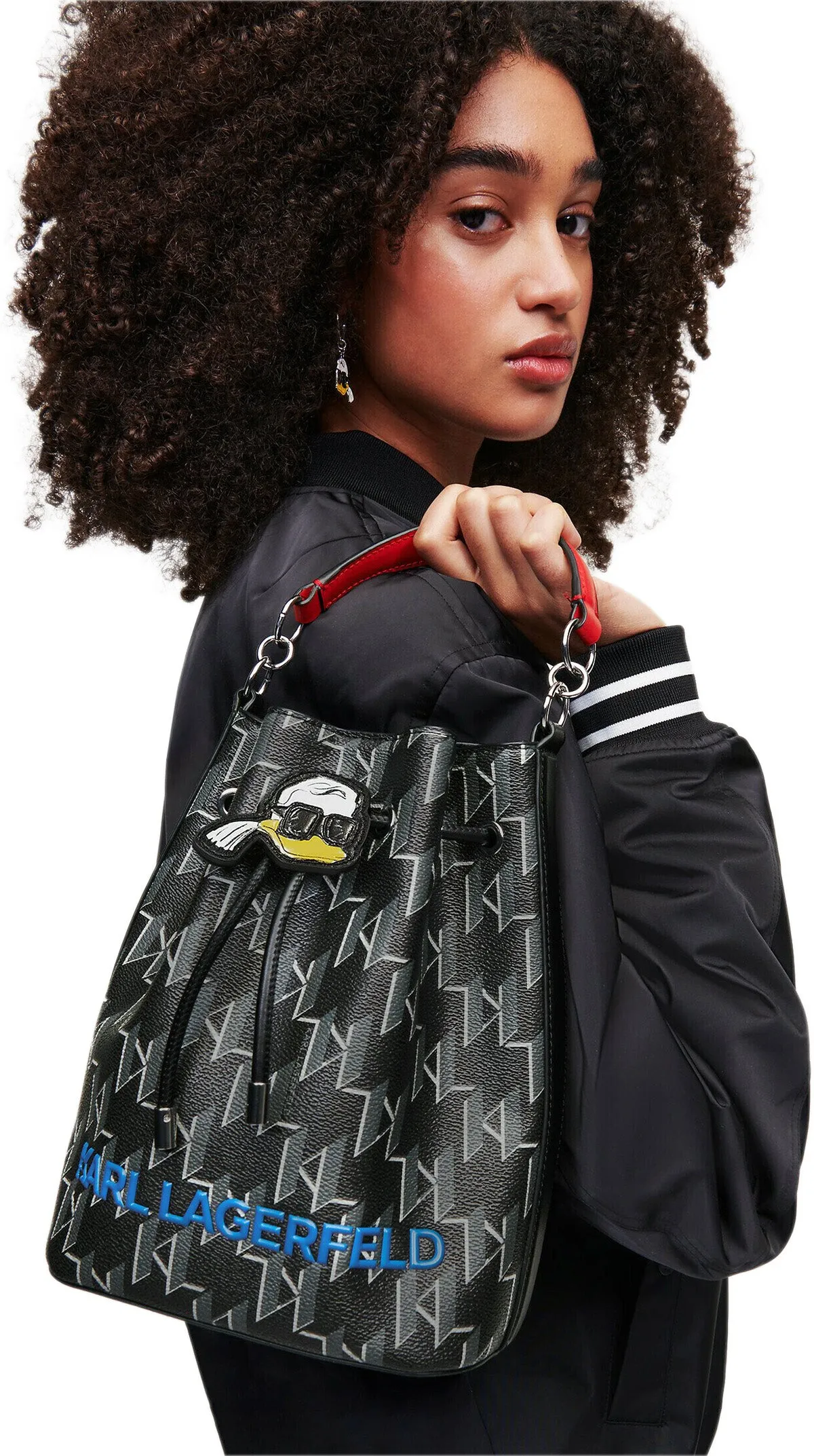 Karl Lagerfeld KL X Disney Bolso de cubo sintético para mujer en negro verde